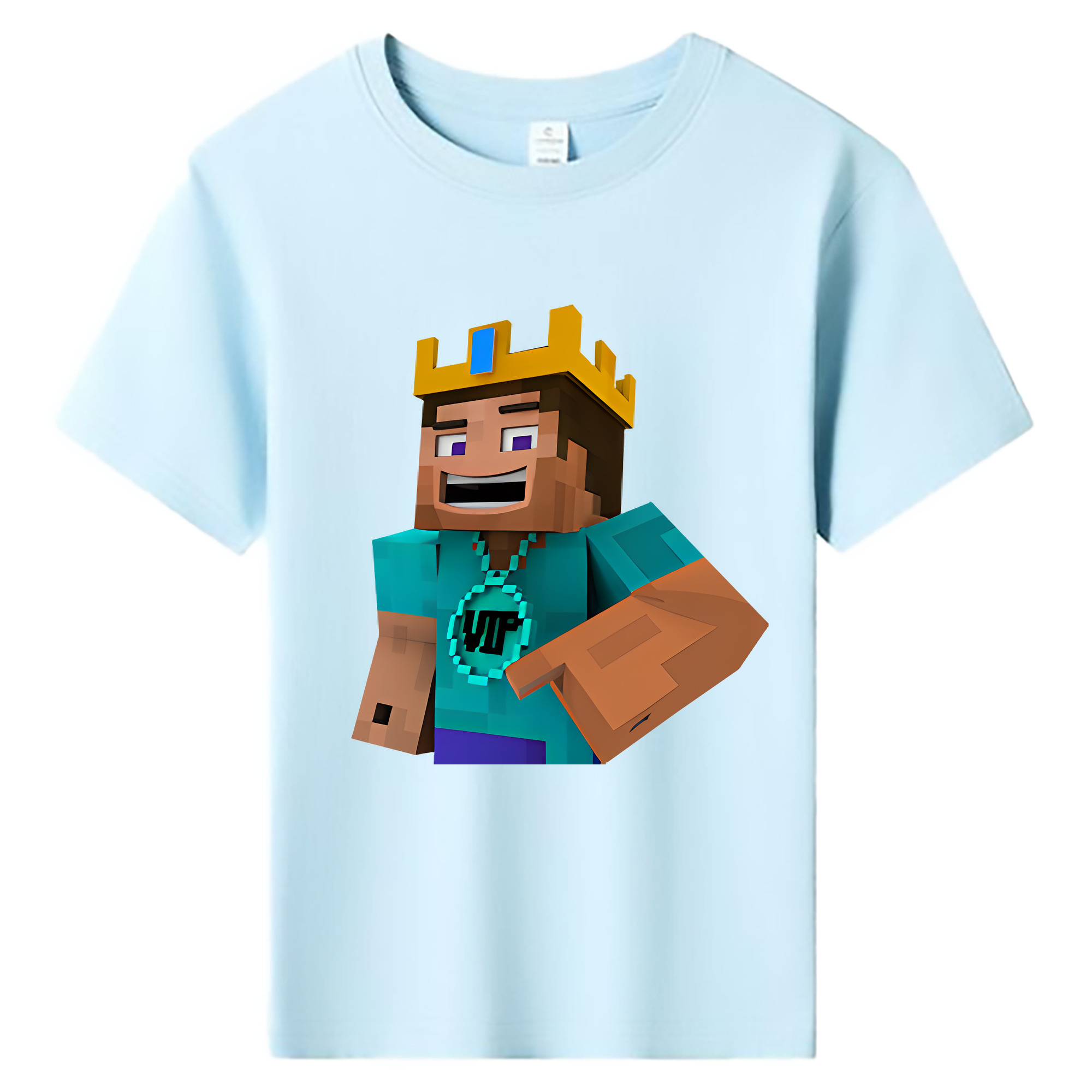 （画像用） マインクラフト ブロックの世界 Minecraft MC Block world 綿100％キッズTシャツ（フロントプリント）